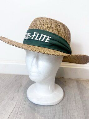 Top Flite Woven Raffia Golf Hat OSFM Green Embroidered Band Gambler Top Flite